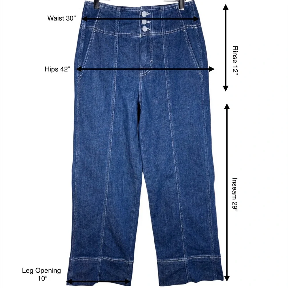 Pilcro Anthropologie Seamed High Rise Wide Leg Jeans Pants Size Petite 27 Dark - Picture 14 of 14